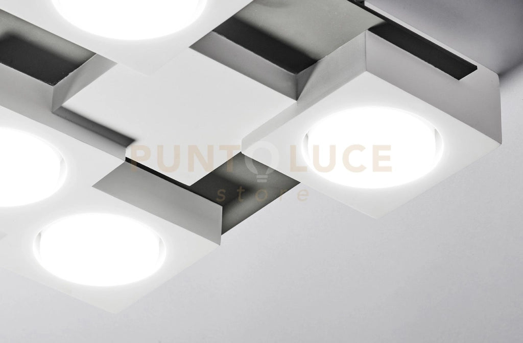 MILET lampada da Soffitto 4 Luci  attacco GX53 grigio RAL 7039 in gesso e alluminio 30x30,5cm