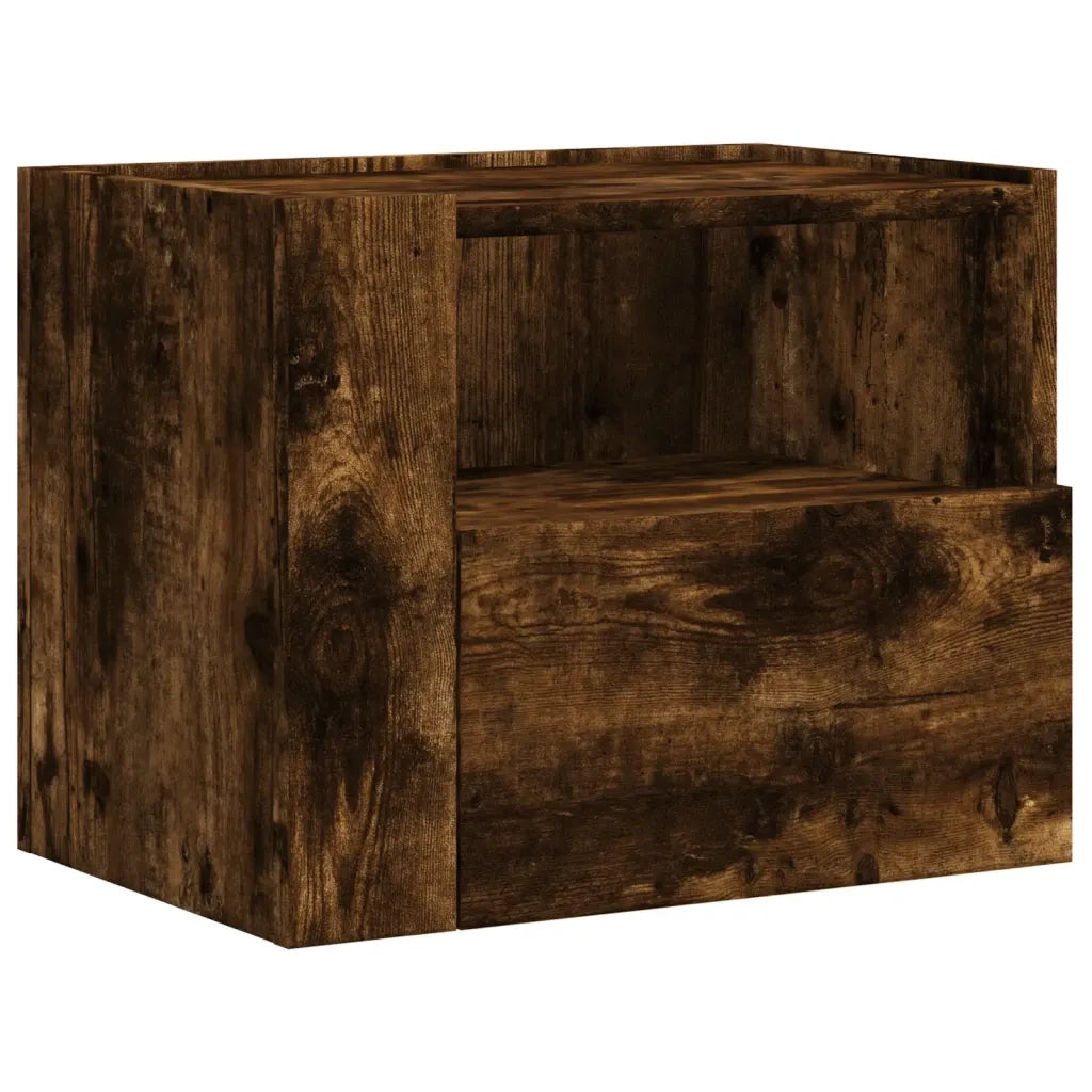 Comodino a Muro-Tavolino da notte sospeso Rovere Fumo 45x30x35 cm 277290