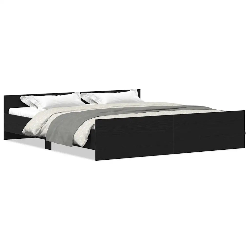vidaXL Struttura letto senza materasso in rovere nero 180x200 cm in legno composito