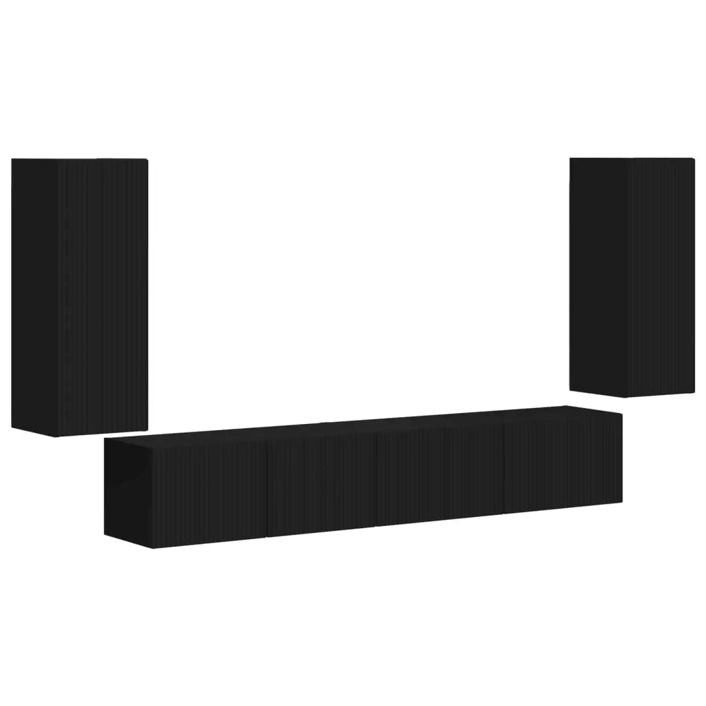 Set mobile TV 4 pcs Nero Legno multistrato 3409160