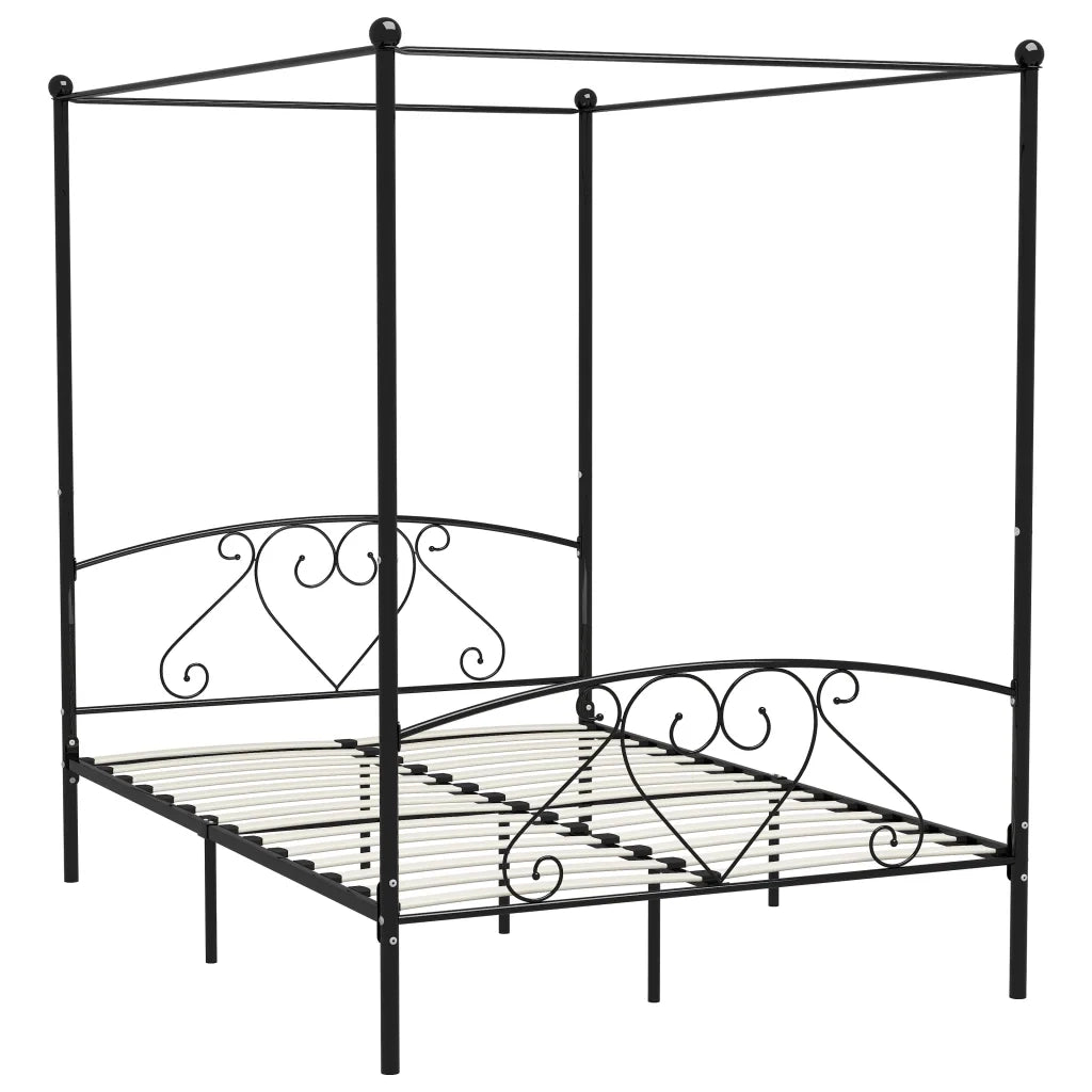 Giroletto Baldacchino senza Materasso Nero 160x200 cm Metallo 284437