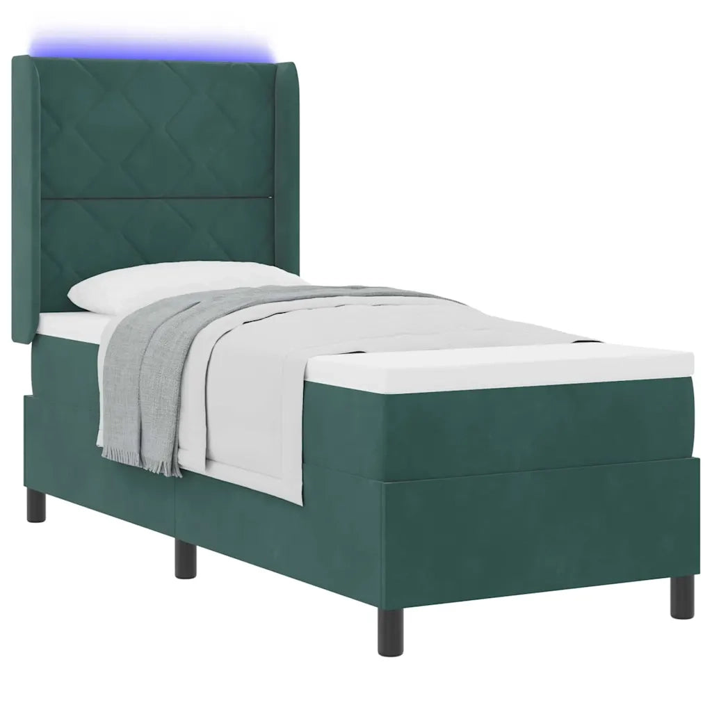 Letto a molle con strisce LED Verde Scuro 80 x 200 cm Velluto 3343895