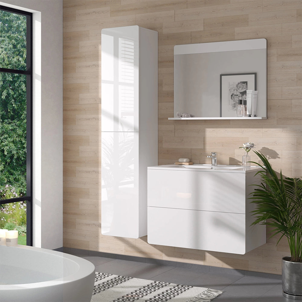 Vicco Set di mobili da bagno Bianco 4 pezzi con colonna