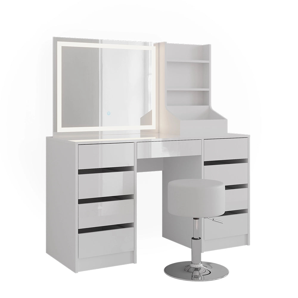 Vicco Tavolo da toeletta Bianco/bianco lucido 128.2 cm 4 parti