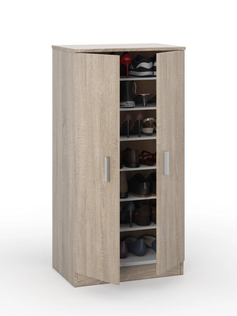 Akimera, Armadio Multiuso 2 Ante 6 Ripiani, 55x108h cm Marrone Rovere