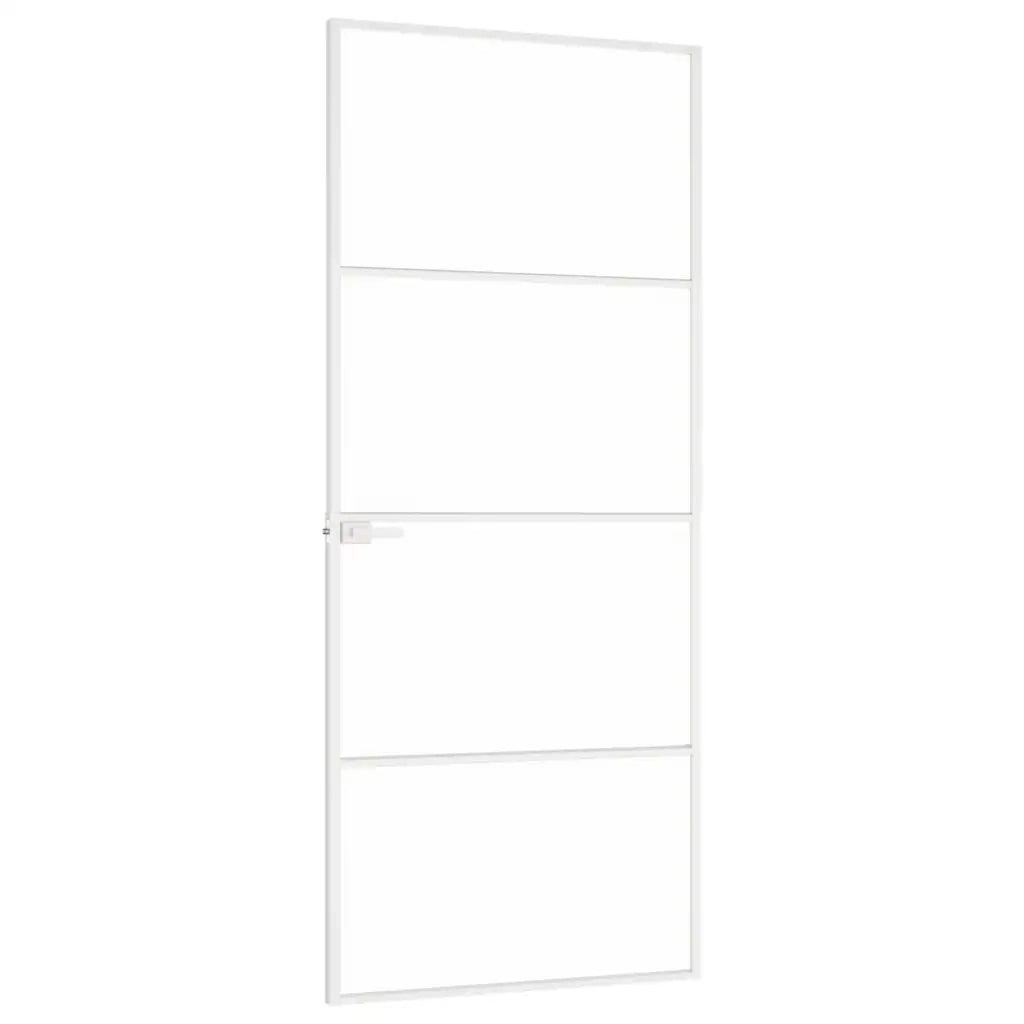 Porta Interna Bianca 83x201,5 cm Vetro Temperato Alluminio Slim 153667