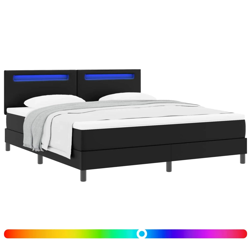 Letto a molle con strisce LED Nero 180 x 200 cm Pelle sintetica 3339060