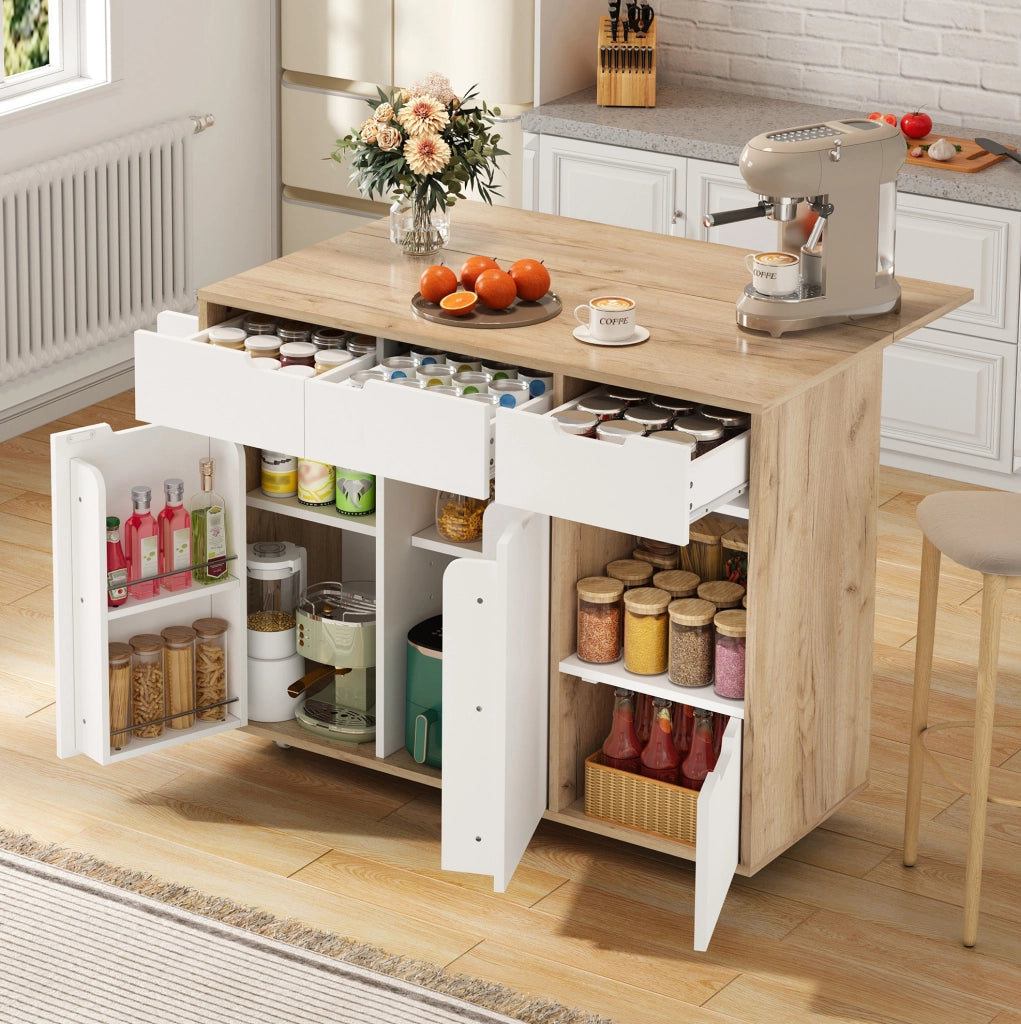 Mobile contenitore con ruote 120x46x85 cm in legno ingegnerizzato bianco