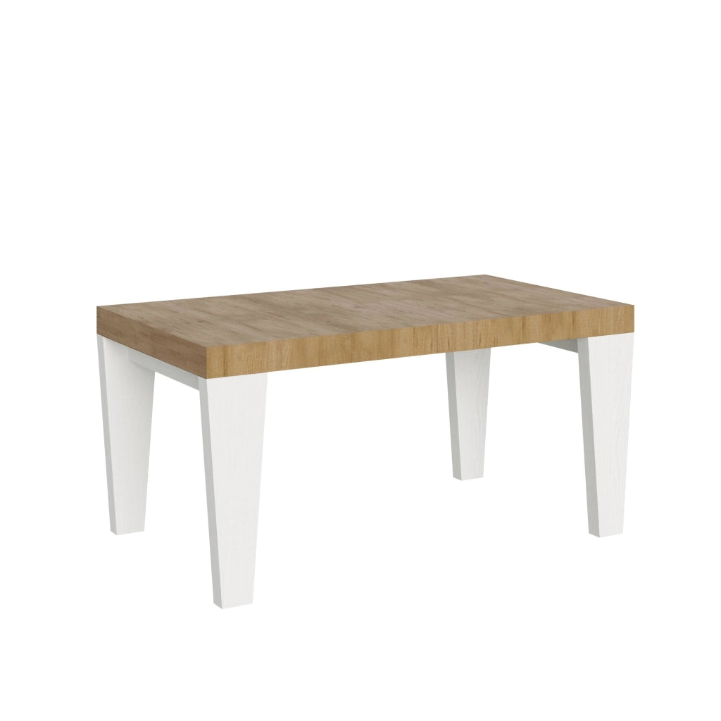 Tavolo Allungabile 160/420x90x77 cm Spimbo Mix  piano Quercia Natura gambe Bianco Frassino