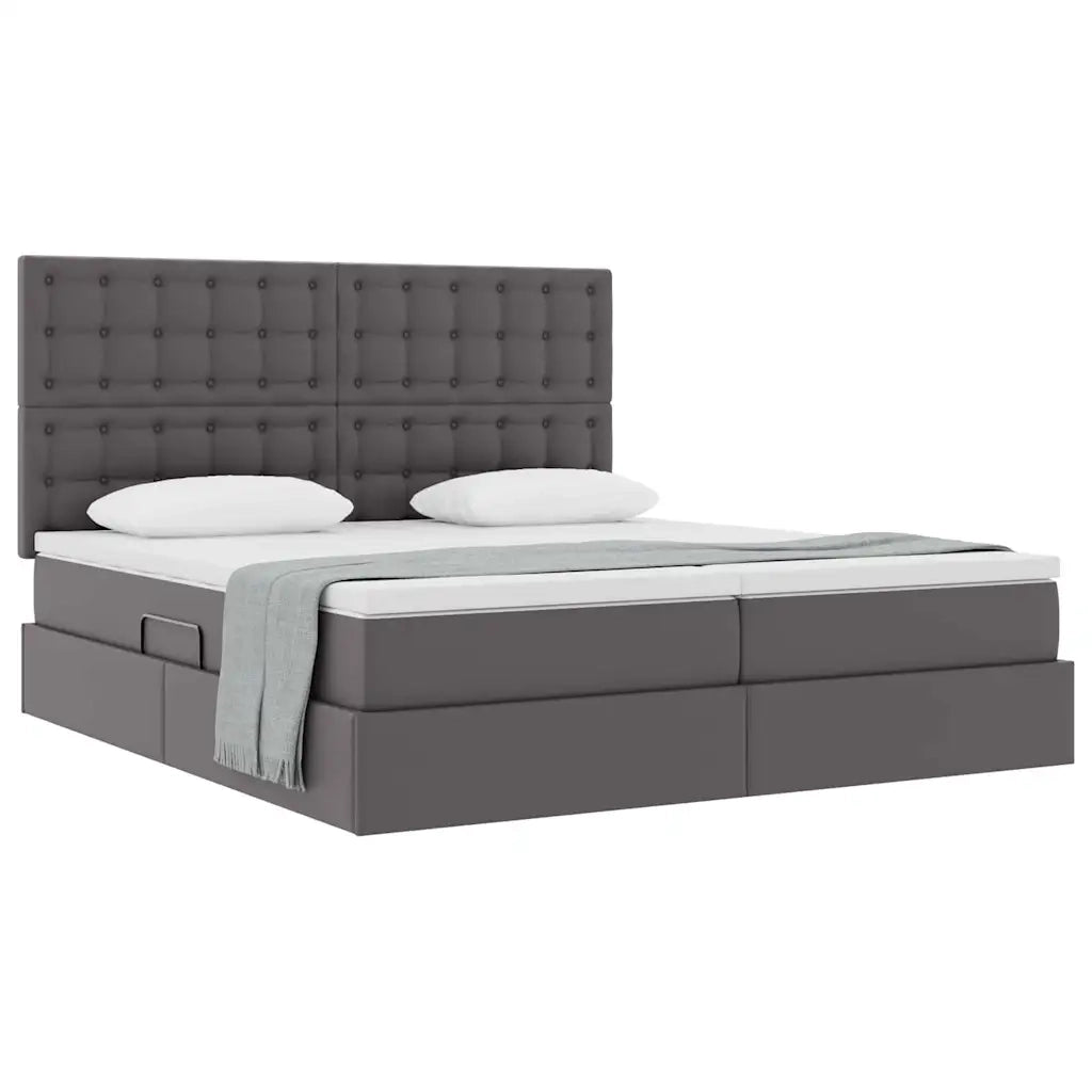 Letto con contenitore e materasso Grigio 180 x 200 cm