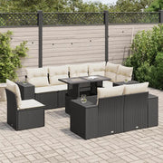 Set Divani da Giardino 9 pz con Cuscini Nero in Polyrattan 3326817