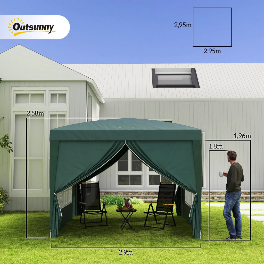 Gazebo pieghevole 3x3 m ¨C Xylo ¨C verde con finestre e borsa trasporto