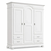 Armadio 3 porte 4 cassetti legno shabby bianco 184x60x223 (2206) - Mobili 2G