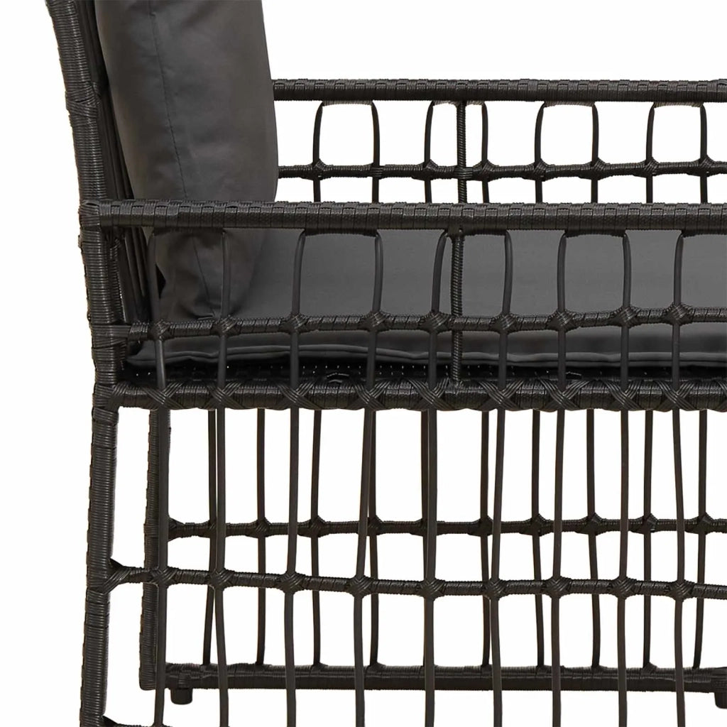 Set di Mobili da Esterno 3 pcs Nero e Grigio scuro