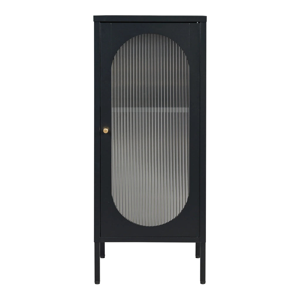 Mobiletto/scaffale in acciaio e vetro con frontale in vetro 102 x 43 x 40 cm nero opaco 03_0008928
