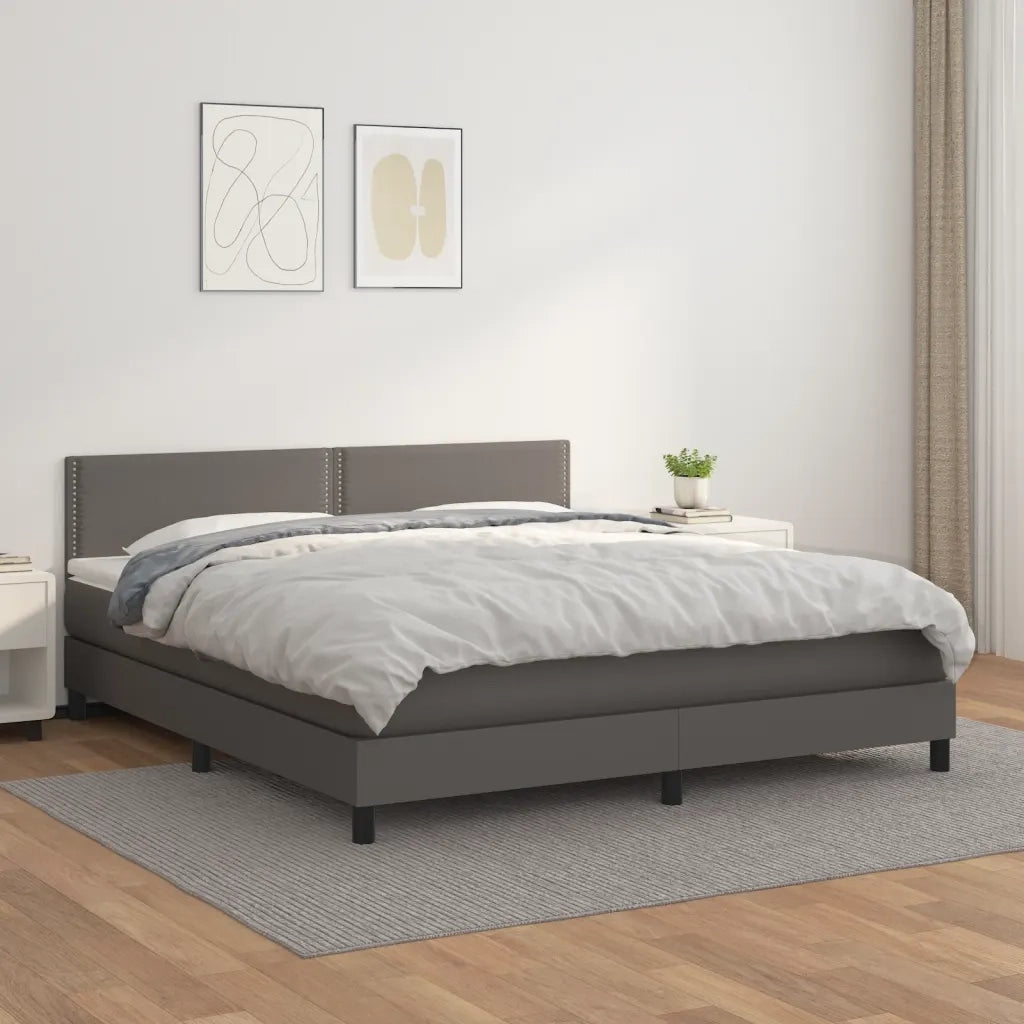 Giroletto a Molle con Materasso Grgio 180x200 cm in Similpelle 3141081