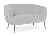 Divano in Velluto Grigio Stile Cozy Shabby Chic Elegante Gambe Oro Linsay