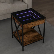 Tavolino da Salotto con LED Infinity Rovere Fumo 40x40x49 cm 847694