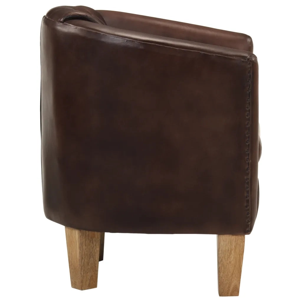 Sedia a Pozzetto Marrone Scuro in Vera Pelle 359640