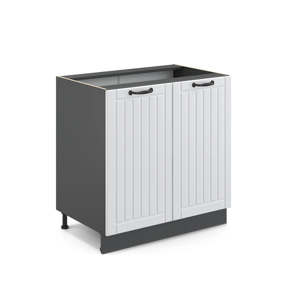 Mobile lavello cucina Fame-Line Bianco rustico/Antracite 80 cm con ripiano, senza piano di lavoro Vicco