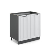 Mobile lavello cucina Fame-Line Bianco rustico/Antracite 80 cm con ripiano, senza piano di lavoro Vicco