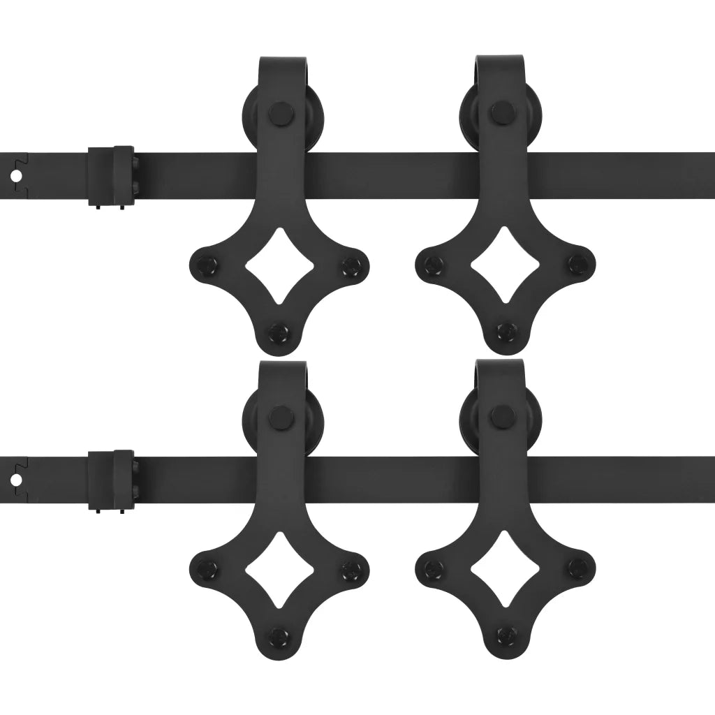 Kit di Binari per Porte Scorrevoli 2 pz 200 cm in Acciaio Nero CFW2328627