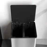 Bidone Immondizia a 2 Sezioni da 15L a Pedale con Coperchio Silenzioso, in Acciaio Inox e PP, 41.8x36.7x44 cm