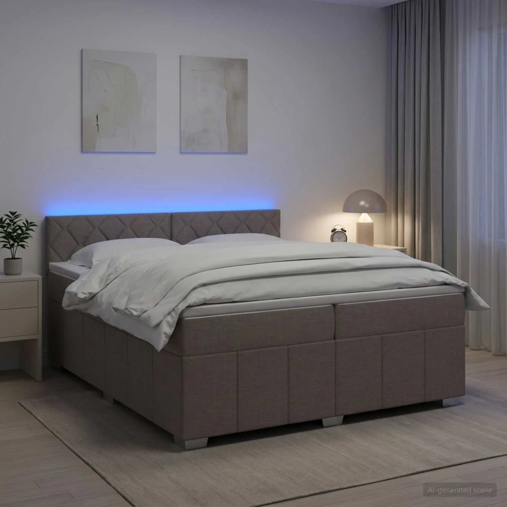 Letto box spring con materasso Tortora 200 x 200 cm Tessuto 3452765