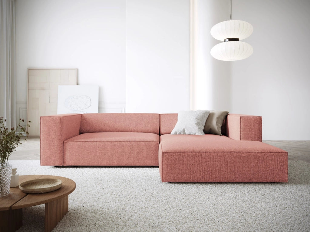 Cosmopolitan Design - Divano angolare destro "Arendal" 3 posti in ciniglia rosa 