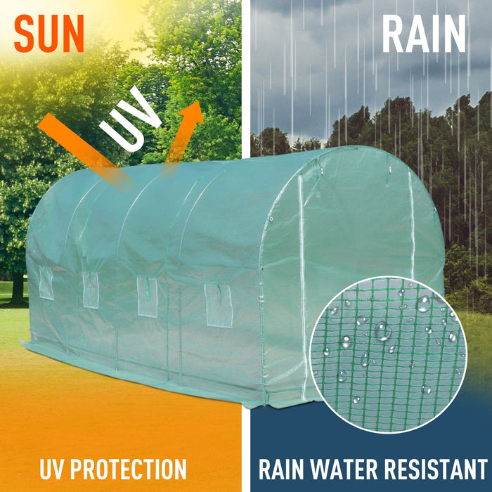 Serra a Tunnel da Giardino Struttura in Acciaio con 8 Finestre Verde 500x200x210 cm