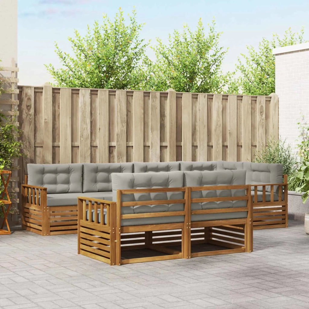 Set di divani da esterno 7 pcs Grigio Naturale e Chiaro