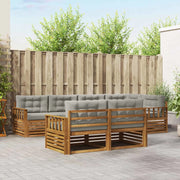 Set di divani da esterno 7 pcs Grigio Naturale e Chiaro
