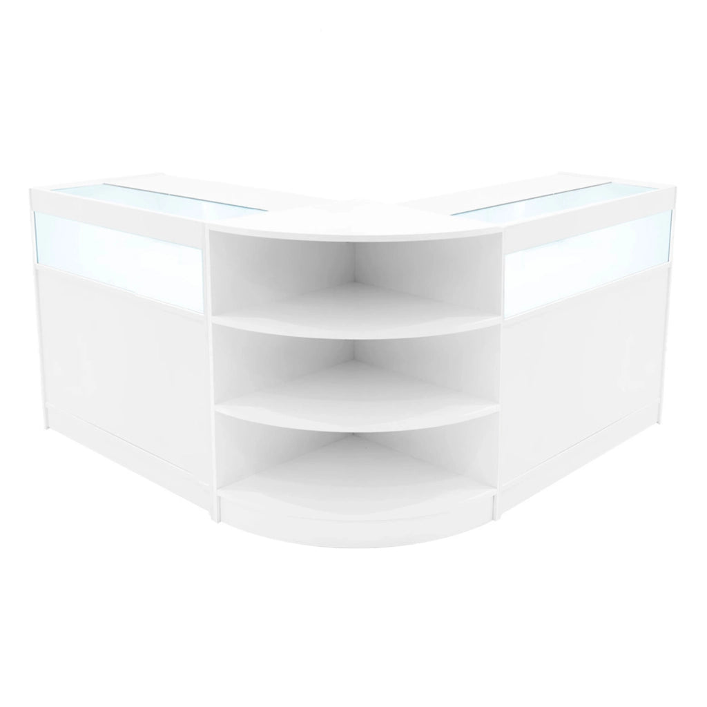 Set Bancone Bianco Theseus LED B900 LM60 con Serratura e Vetrina Espositiva