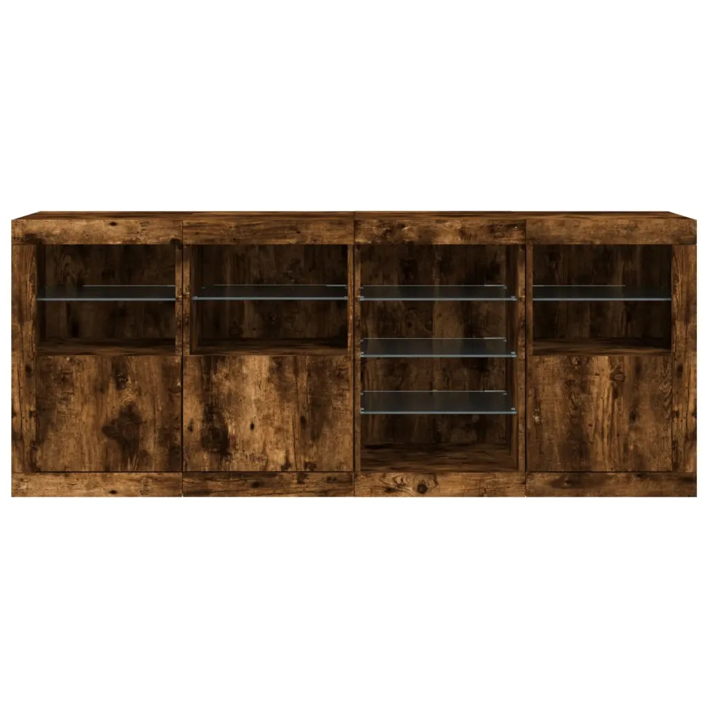 Credenza con Luci LED Rovere Fumo 164x37x67 cm 3209055