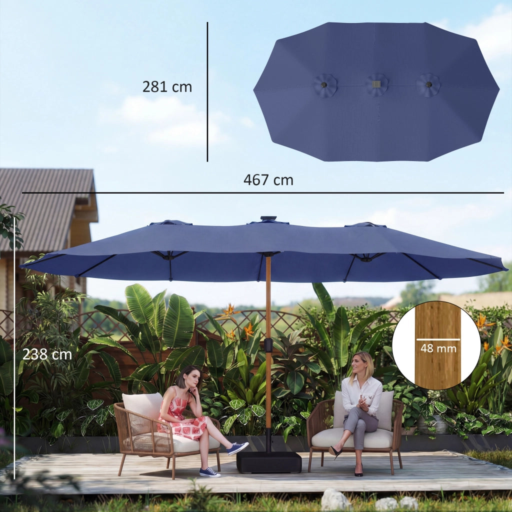 Ombrellone Doppio 12 Stecche ¨C zephmum ¨C Blu Scuro 4.7x2.8 m