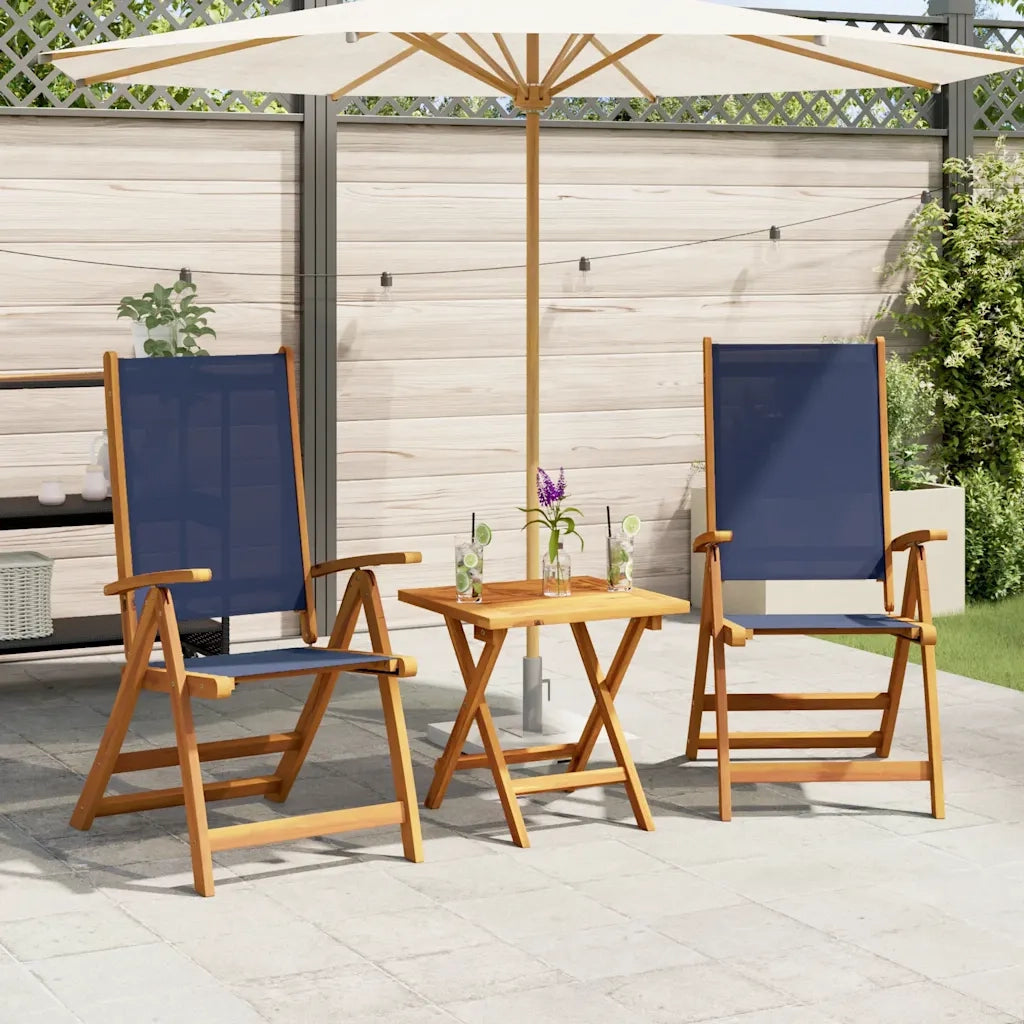 vidaXL Sedie da Giardino Pieghevoli 2 pz Massello Acacia e Textilene