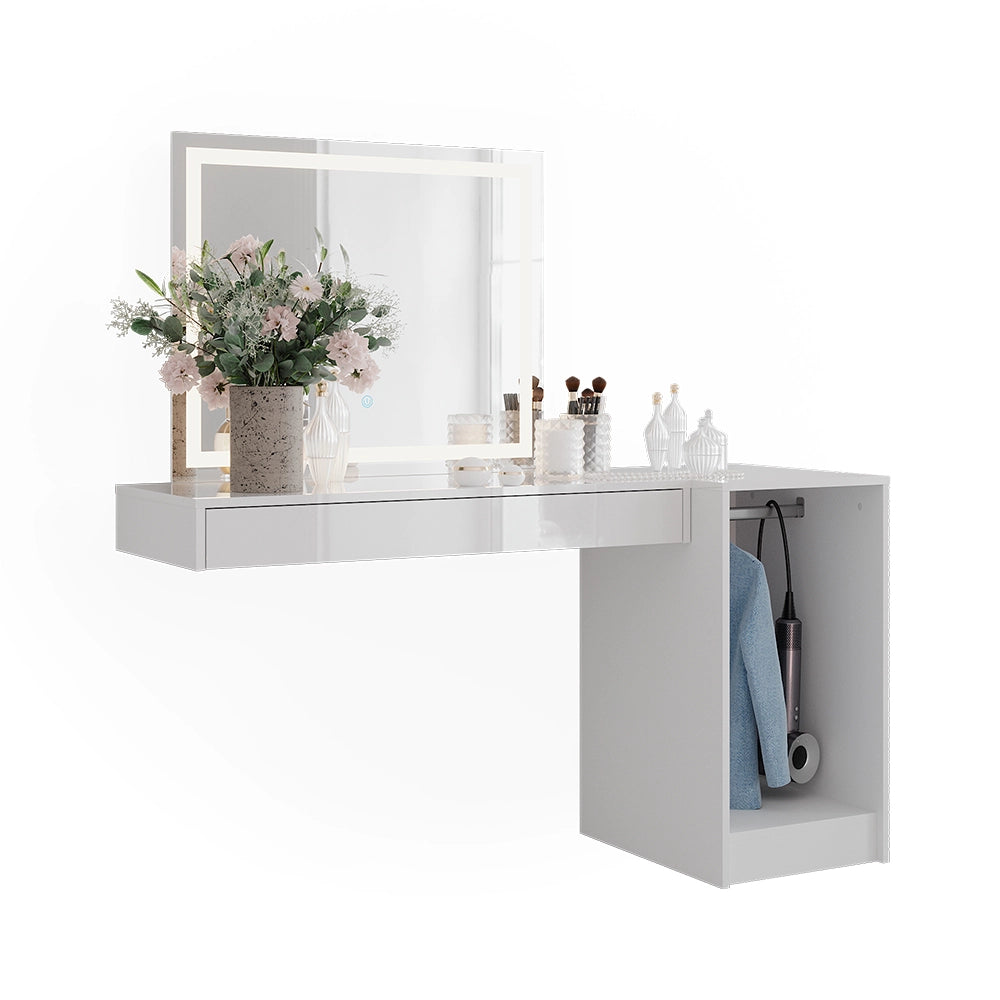 Vicco Tavolo da toeletta Bianco 100 cm 3 parti