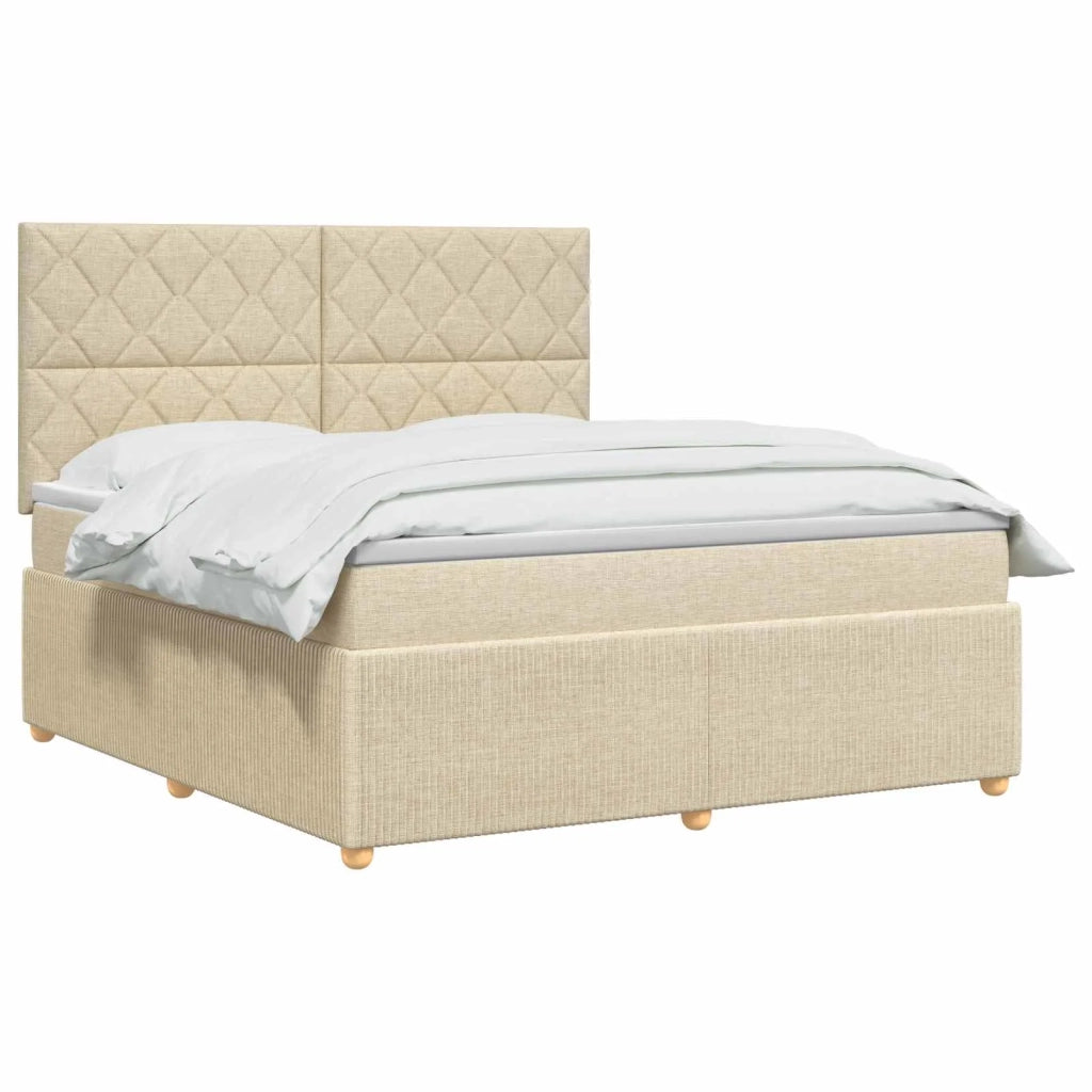 Letto box spring con materasso Crema 180 x 200 cm Tessuto 3454464