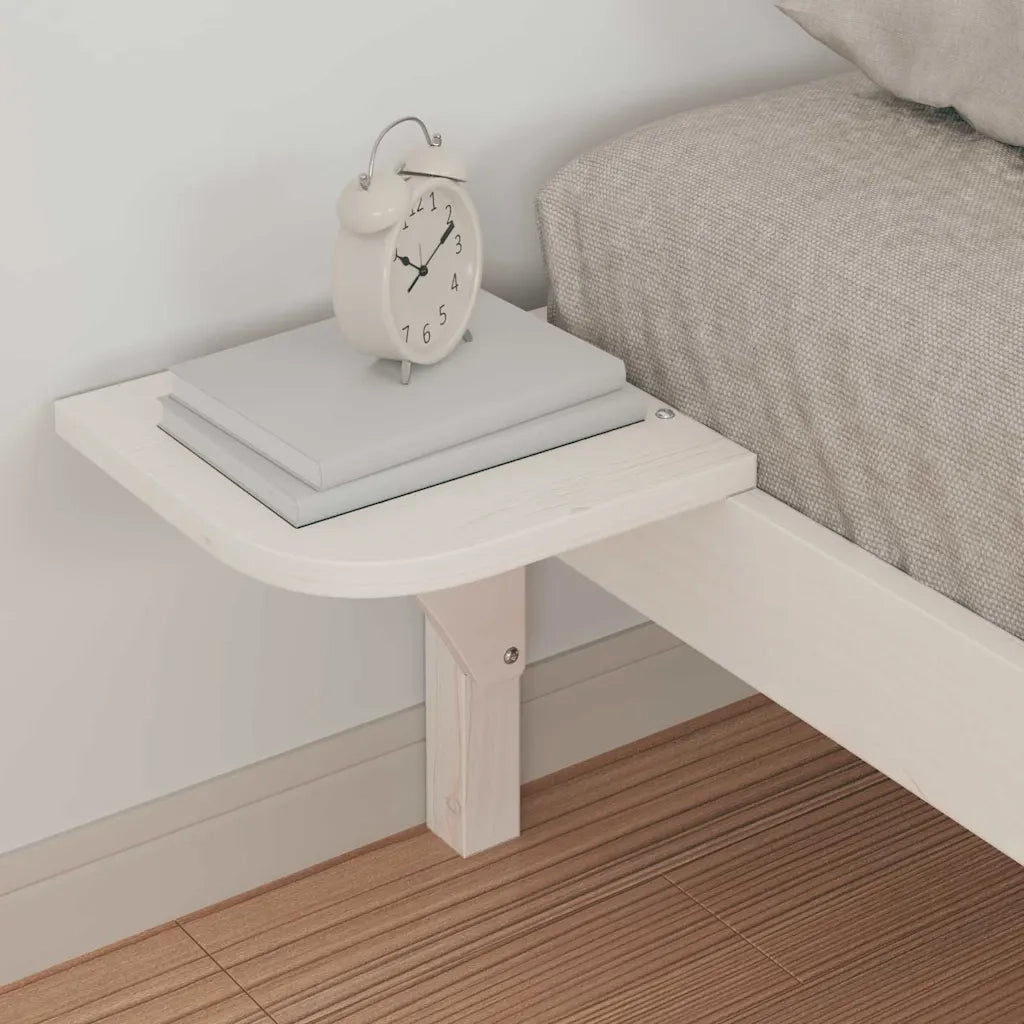 Letto con Tavolini Laterali Bianco 100 x 210 cm Pino massello