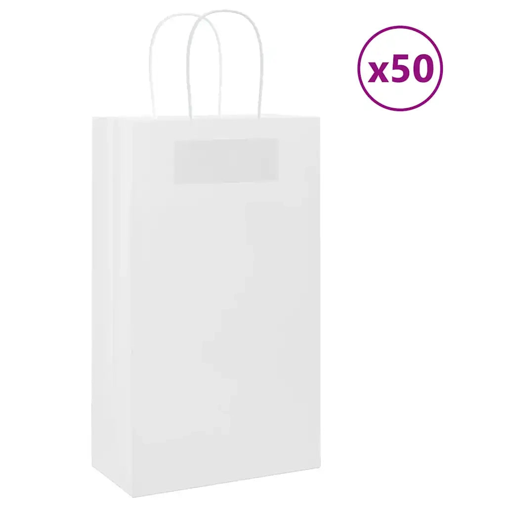 Sacchetti di Carta 50 pz con Manici Bianchi 21x11x36 cm