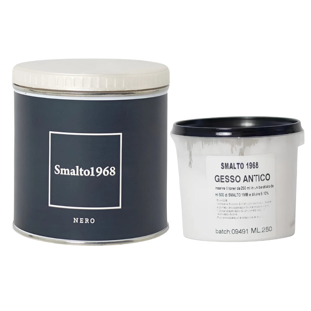 Smalto1968 base acqua gesso antico shabby chic finitura opaca multicolore l 0.5 *** colore- nero, confezione 1