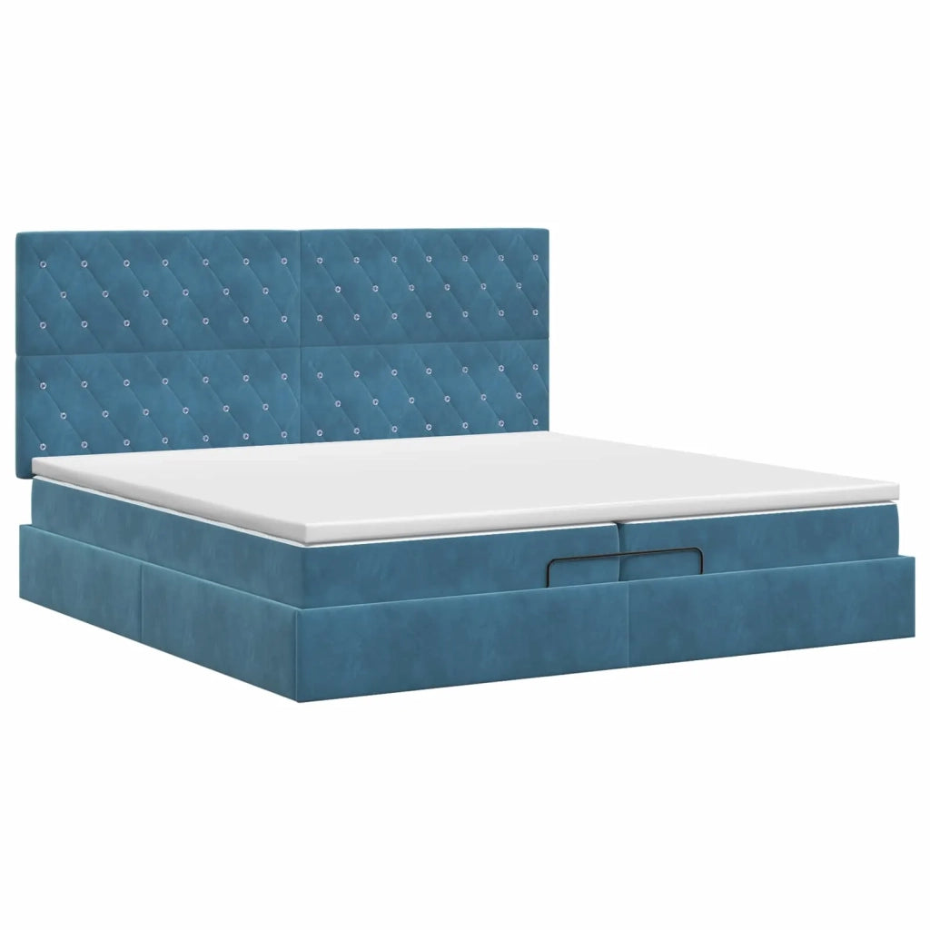 Letto ottomano con materasso Blu Scuro 200 x 200 cm Velluto 3457675