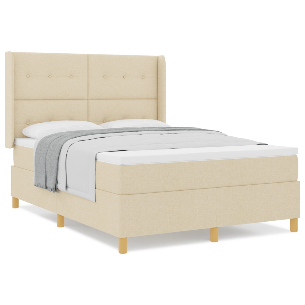 Letto Box Spring con Materasso Crema 160x200 cm Tessuto