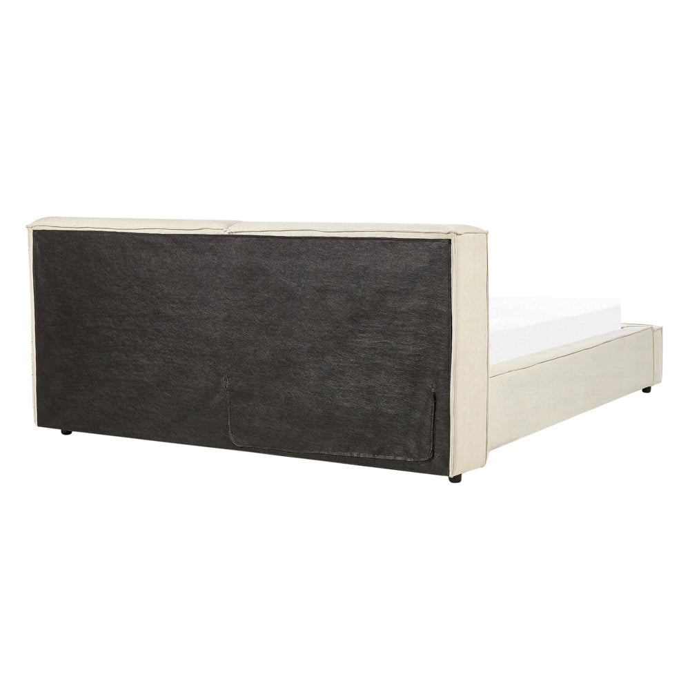 Letto matrimoniale in velluto a coste con struttura a doghe beige 160 x 200 cm stile classico camera da letto