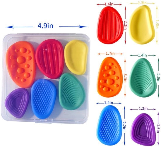 Pacchetto di 6 pietre stressanti sensoriali di diverse colori per bambini, texture morbida, pietre calmanti per bambini con autismo - giocattoli stressanti per studenti - prezzo accessibile per giocattoli stressanti