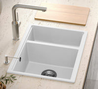 Lavello In Granito Logan 150 White Acciaio