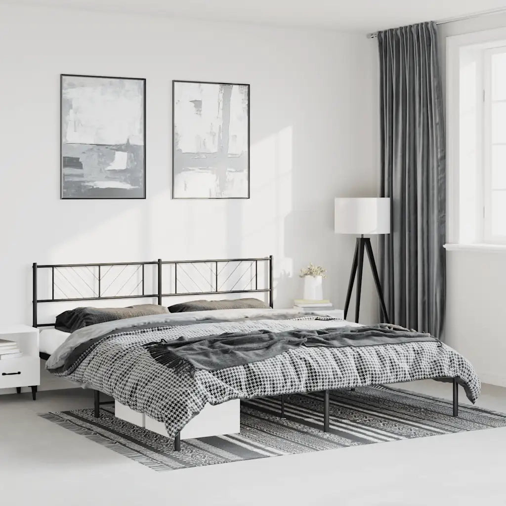 Giroletto con Testiera in Metallo Nero 193x203 cm