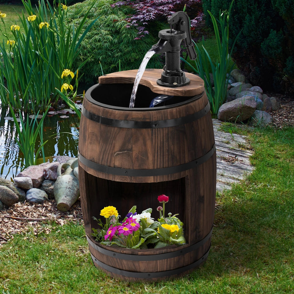 Fontana da Giardino con Vaso ¨C zephmum ¨C Fusto Legno Abete Marrone Scuro ?27x59 cm