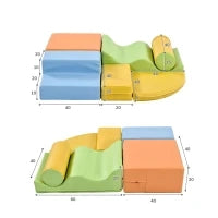 Set di 6 grandi blocchi per giocare e arrampicarsi, giocattolo educativo per bambini con scala e scivolo, Multicolore
