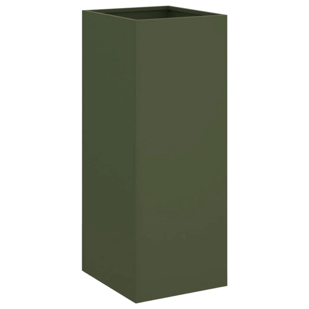 Fioriera rialzata color oliva per piante fiori e patio/giardino 32 x 29 x 75 cm acciaio verde 02_0038693